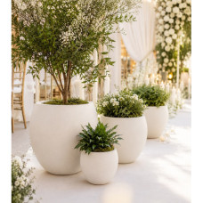 PLASTIC VASE BEIGE 4PC