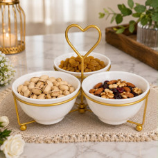 SNACK BOWL 3DIV ROUND GOLD