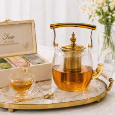 GLASS TEA POT GOLD 1.2L