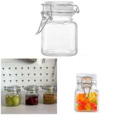 GLASS CLIP ON JAR SQUARE 100ML