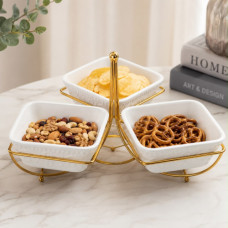 SNACK BOWL 3 DIV GOLD SQ