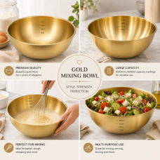 METAL BOWL GOLD 2L