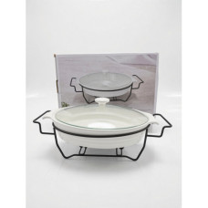 CASSEROLE ON STAND OVAL BLACK