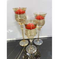 3PC GLASS C/HOLDER GOLD