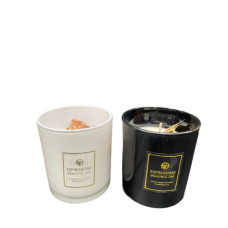 CANDLE GLASS VASE BLK/WHT