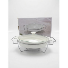 CASSEROLE ON STAND OVAL SILVER