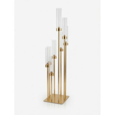 CANDLE HOLDER 8ARM GOLD SQ