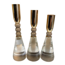 CANDLE HOLDER 3PC CLEAR