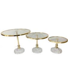 CAKE STAND 3PC GOLD TRIM
