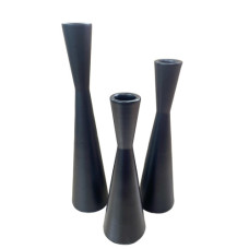 CANDLE HOLDER 3PC BLACK