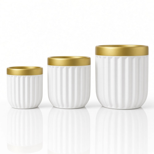 PLASTIC VASE 3PC GOLD RIM PLASTIC VASE 3PC GOLD RIM