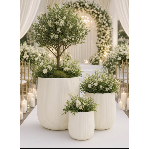 PLASTIC VASE BEIGE 3PC PLASTIC VASE BEIGE 3PC